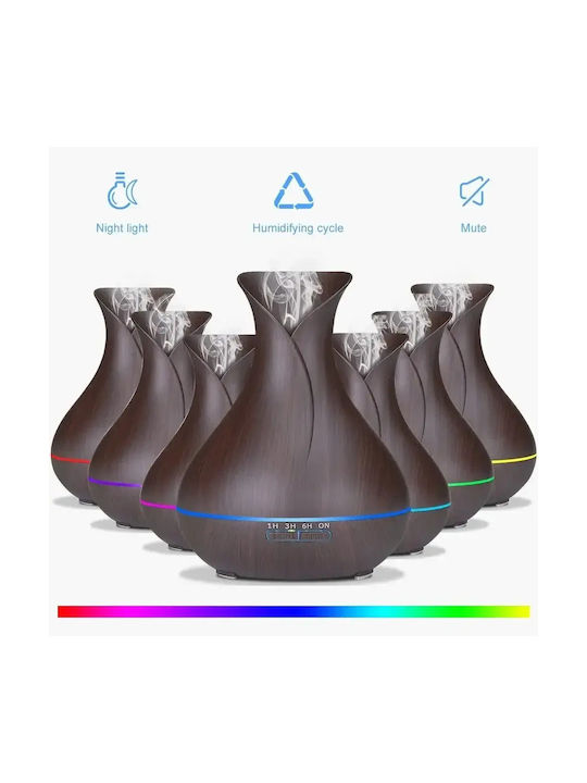 Ultraschall-Luftbefeuchter & Aromatherapie mit LED-Beleuchtung 550ml Aroma-Diffuser 7 LED-Farben Dunkelbraun