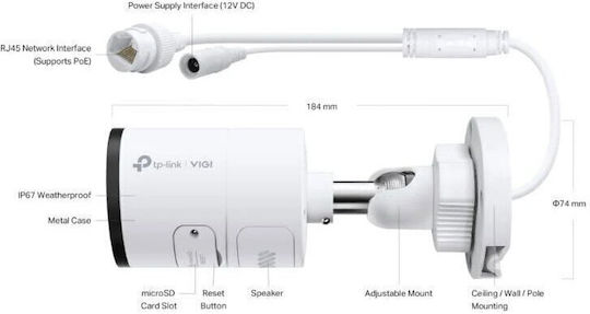TP-LINK IP Cameră de Supraveghere Full HD+ 5MP Rezistentă la apă cu Lentilă 2.8mm