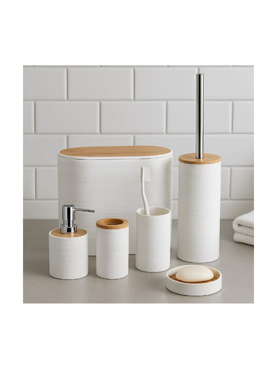 Plastic Bathroom Accessory Set White 6pcs