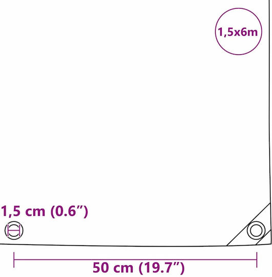 vidaXL Αδιάβροχος Μουσαμάς 650gr/m² 6x1.5μ. Βαρέως Τύπου Καφέ
