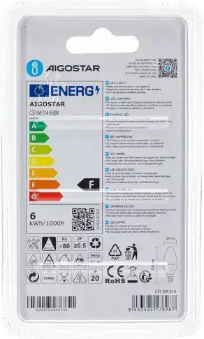 Aigostar Λάμπα LED 6W για Ντουί E14 και Σχήμα C37 Ψυχρό Λευκό 500lm