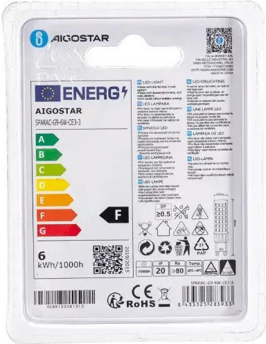 Aigostar Ντουί Λάμπα LED 6W για Ντουί G9 Θερμό Λευκό 600lm