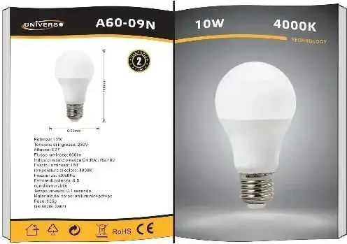 Universo Illuminazione Λάμπα LED 10W για Ντουί E27 Φυσικό Λευκό 900lm