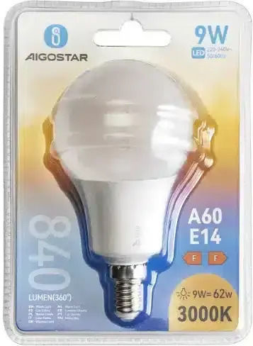Aigostar LED Bulb 9W for Socket E14 and Shape A60 Warm White 720lm
