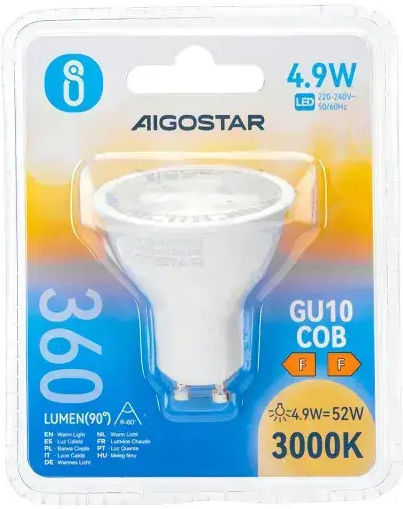 Aigostar Ντουί Λάμπα LED 4.9W για Ντουί GU10 και Σχήμα MR16 Θερμό Λευκό 360lm