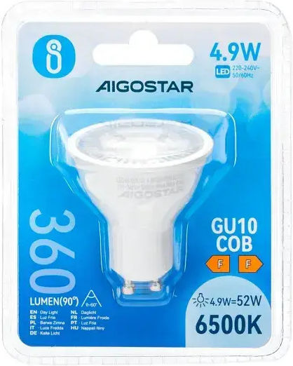 Aigostar Socket LED Bulb 4.9W for Socket GU10 and Shape MR16 Cool White 360lm