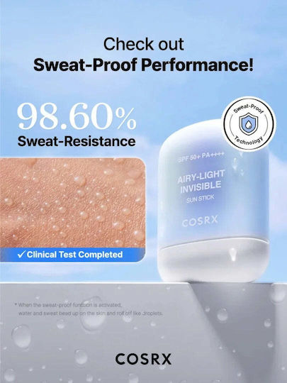Cosrx Airy-Light Invisible Αντηλιακό Stick Προσώπου SPF50 19gr