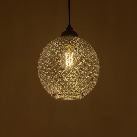 GloboStar Kegel Pendant Light Black with Crystals for Socket E27 20x20x20cm