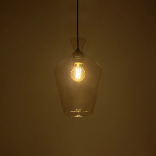 GloboStar Pendant Light Transparent with Crystals for Socket E27 20x20x32cm