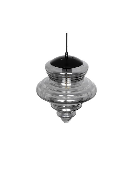 GloboStar Corte Pendant Light Black with Crystals for Socket E27 25x25x30cm