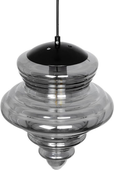GloboStar Corte Pendant Light Black with Crystals for Socket E27 25x25x30cm