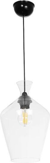GloboStar Pendant Light Transparent with Crystals for Socket E27 20x20x32cm
