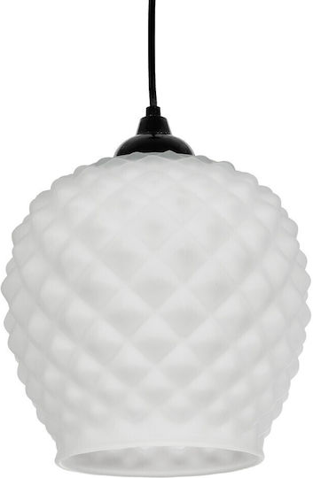 GloboStar Kegel Pendant Light White with Crystals for Socket E27 19x19x19cm