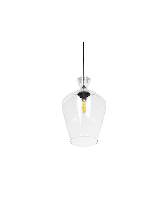 GloboStar Pendant Light Transparent with Crystals for Socket E27 20x20x32cm