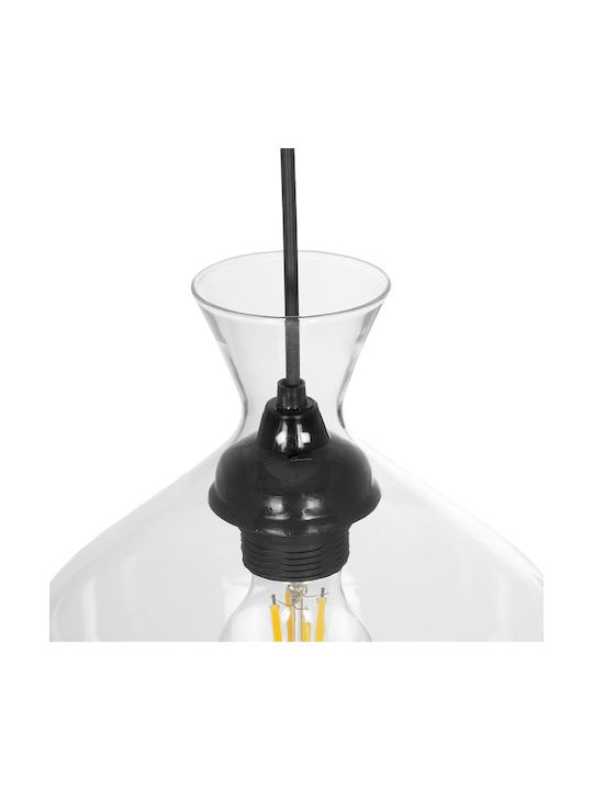 GloboStar Pendant Light Transparent with Crystals for Socket E27 20x20x32cm