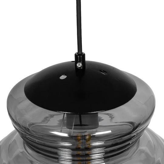 GloboStar Corte Pendant Light Black with Crystals for Socket E27 25x25x30cm