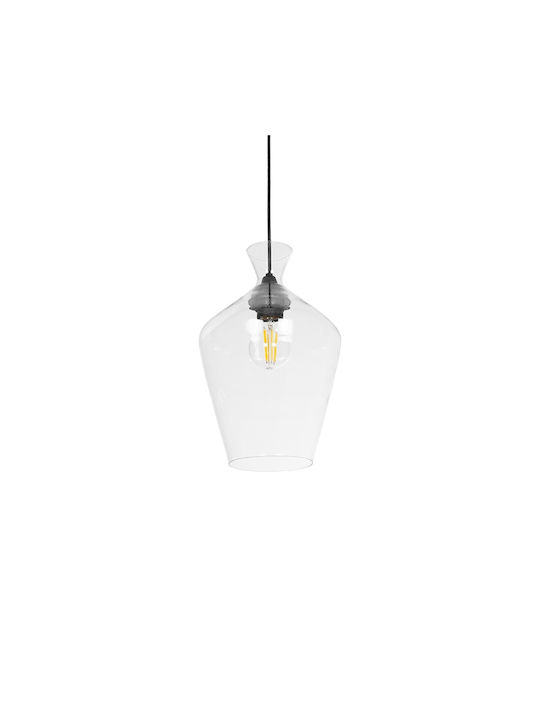 GloboStar Pendant Light Transparent with Crystals for Socket E27 20x20x32cm