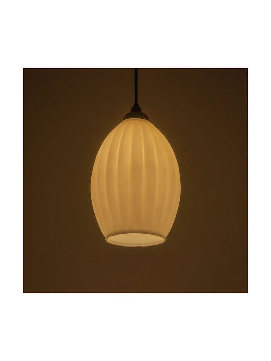GloboStar Pendant Light White with Crystals for Socket E27 19x19x26cm