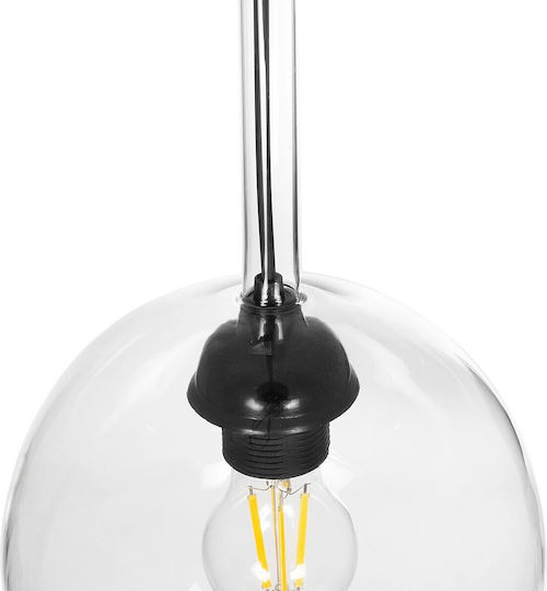 GloboStar Mprala Pendant Light Transparent with Crystals for Socket E27 20x20x18cm