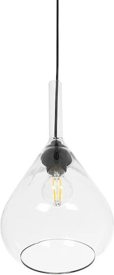 GloboStar Pendant Light Transparent with Crystals for Socket E27 20x20x42cm