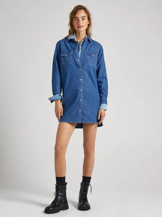 Mini Shirt Dress Dress Blue