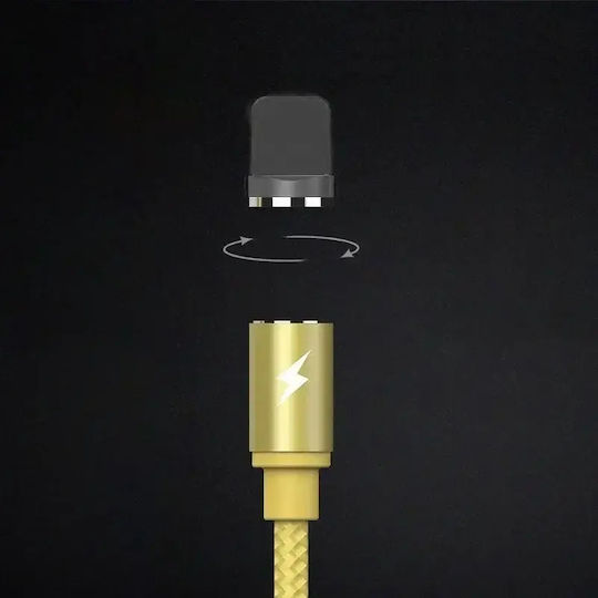 Remax Gravity RC-095i Braided / Magnet detasabil USB-A la Cablu Lightning Auriu 1m