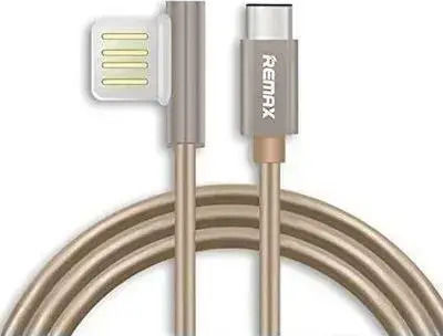 Remax Angle (90°) / Regular USB 2.0 to micro USB Cable Χρυσό 1m (Emperor)