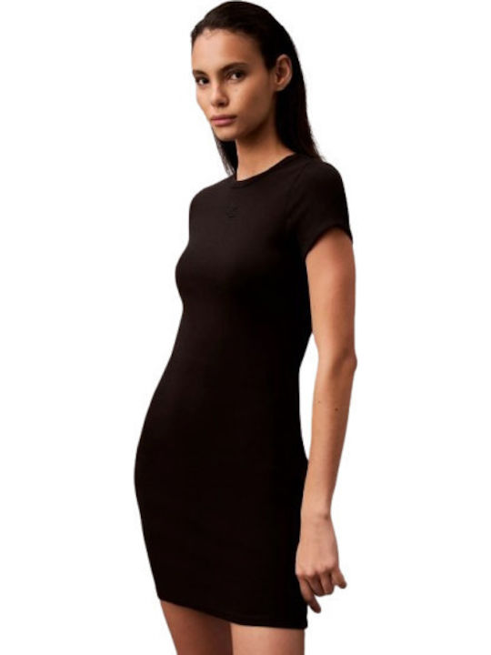 Summer Mini T-Shirt Knitted Black Dress