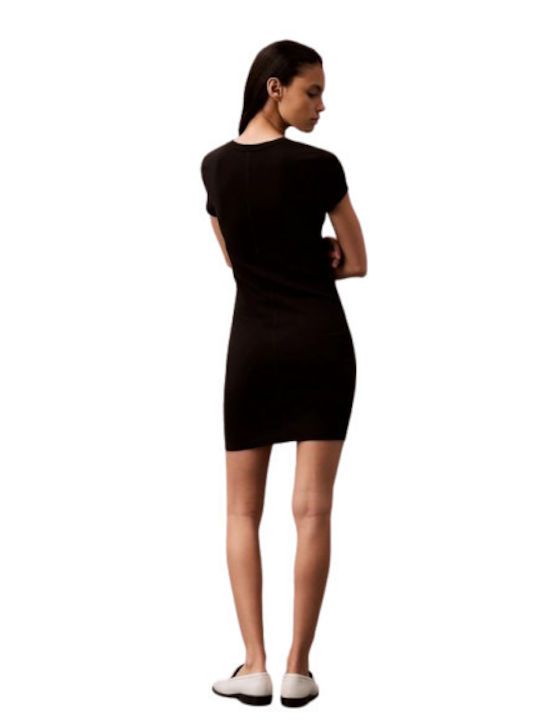 Summer Mini T-Shirt Knitted Black Dress