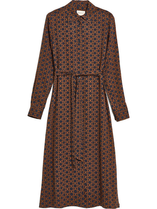 Midi Shirt Dress Long Sleeve Blue