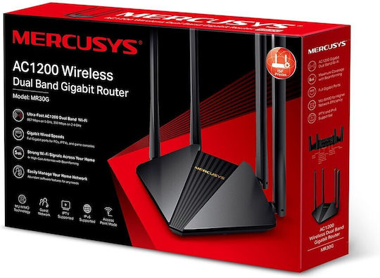 Mercusys MR30G v1.3 Безжичен Рутер Wi-Fi 5 - Wi-Fi 5 с 2 Порта Gigabit Ethernet
