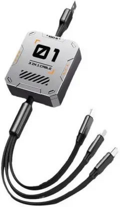 Andowl Q-SJ100 Retractable USB to Lightning / Type-C / micro USB Cable Γκρι 1m