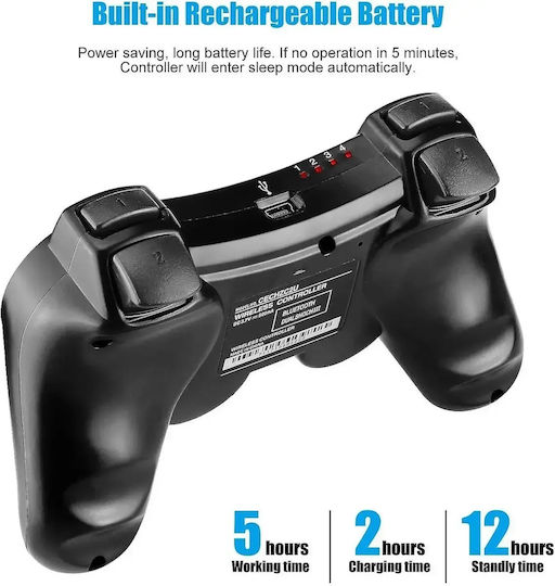 Double Motor Vibration 3 Ασύρματο Gamepad για PS3 Μπλε