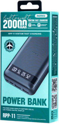 Remax Hintom RPP-11 Power Bank 20000mAh με 2 Θύρες USB-A και Θύρα USB-C Μαύρο
