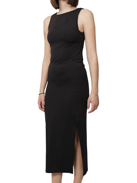 Summer Midi Dress with Tearing Black
