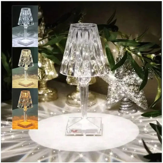 Led Επαναφορτιζόμενο Rgb Επιτραπέζιο Φωτιστικό Crystal Lamp Τηλεχειριστήριο Rz-122 Διάφανο