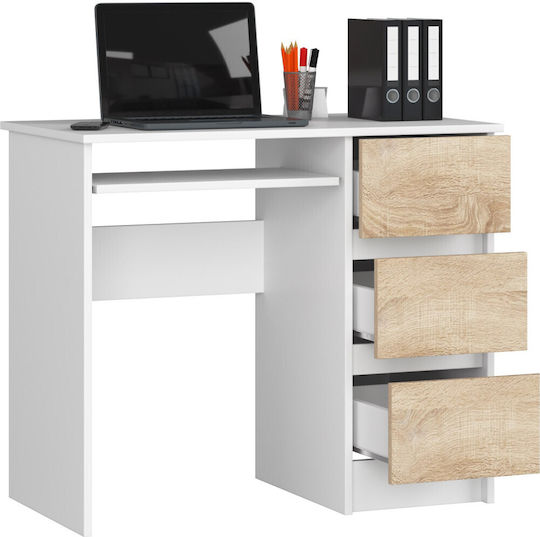 Γραφείο Υπολογιστή Ξύλινο White And Sonoma Oak 90x50x77εκ.