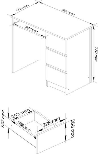 Γραφείο Υπολογιστή Ξύλινο White And Sonoma Oak 90x50x77εκ.