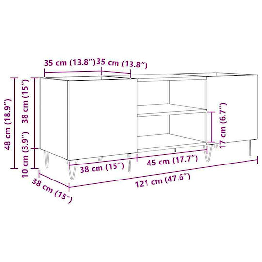 vidaXL Hi-Fi Furniture Brown 38x121x48cm