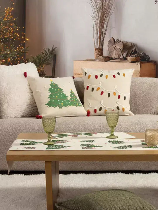Decorative Christmas Pillow Filling Happy Holiday Lights Beige Nef-nef Homeware 45x45