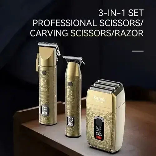 Kemei Set Rechargeable Hair Clipper Gold KM-2235