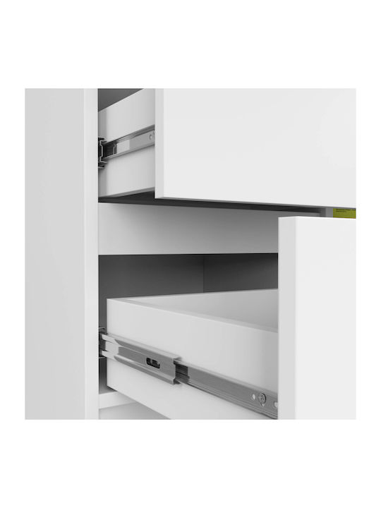 Μπουφές Jerry Ξύλινος με Συρτάρια Matte White 80x35x77cm