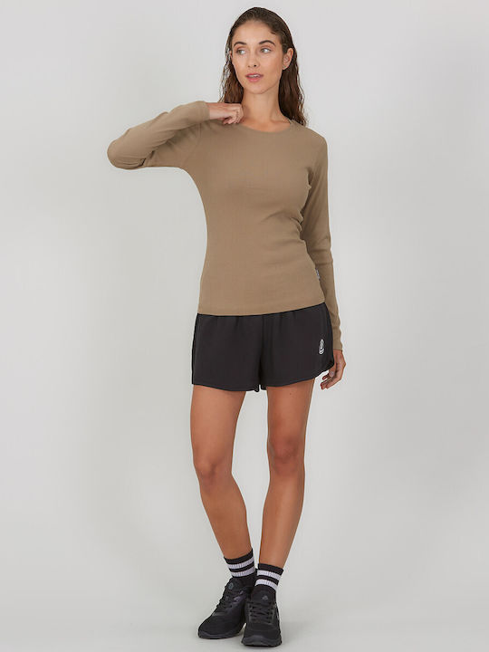 Damen Langarm Pullover Baumwolle Brown