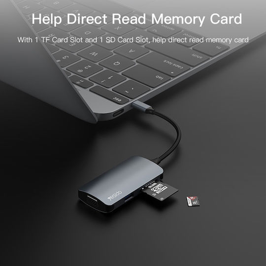Yesido 3 Port Hub with USB-A Connection Gray