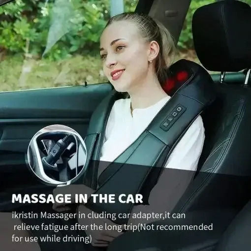 ikonka Shiatsu Massage Device Shiatsu for the Neck with Infrared Heat Black