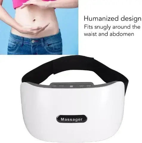 Rechargeable Heated Abdominal Belt 10 Massage Functions Adjustable Intensity Deep Skin Penetration White