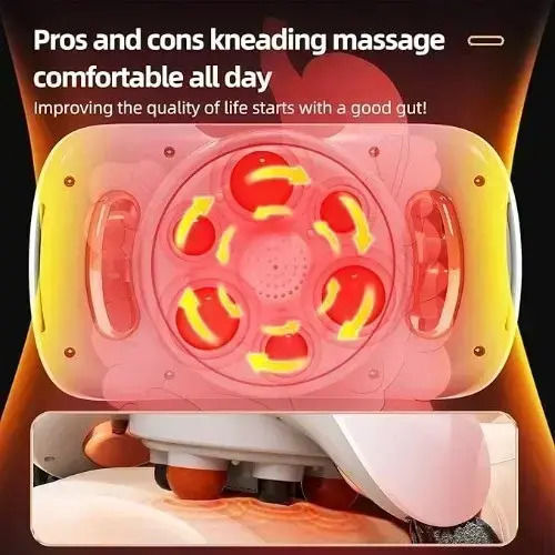 Rechargeable Heated Abdominal Belt 10 Massage Functions Adjustable Intensity Deep Skin Penetration White