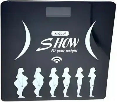 Andowl Smart Badezimmerwaage mit Körperfettmessung & Bluetooth in Rosa Farbe Q-S068