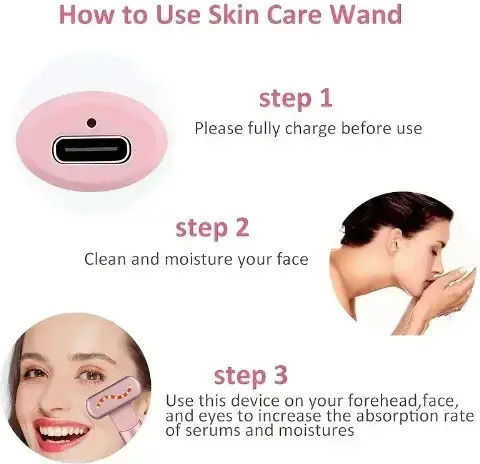 4 in 1 Skin Care Wand with Red Light for Face, Eyes, and Neck Rose Gold