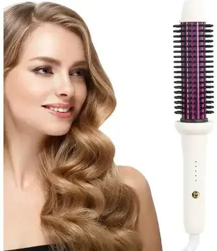 Andowl Ceramic Electric Brush with Air for Straightening and Curls